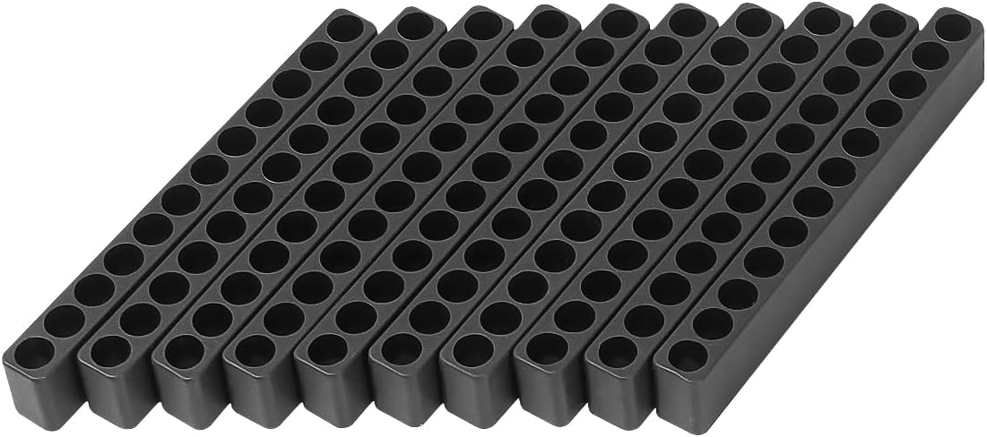 Toolcool 10pcs 12 Holes Hex Shank Screwdriver Bit Holder Plastic Screwdriver Head Storage Case