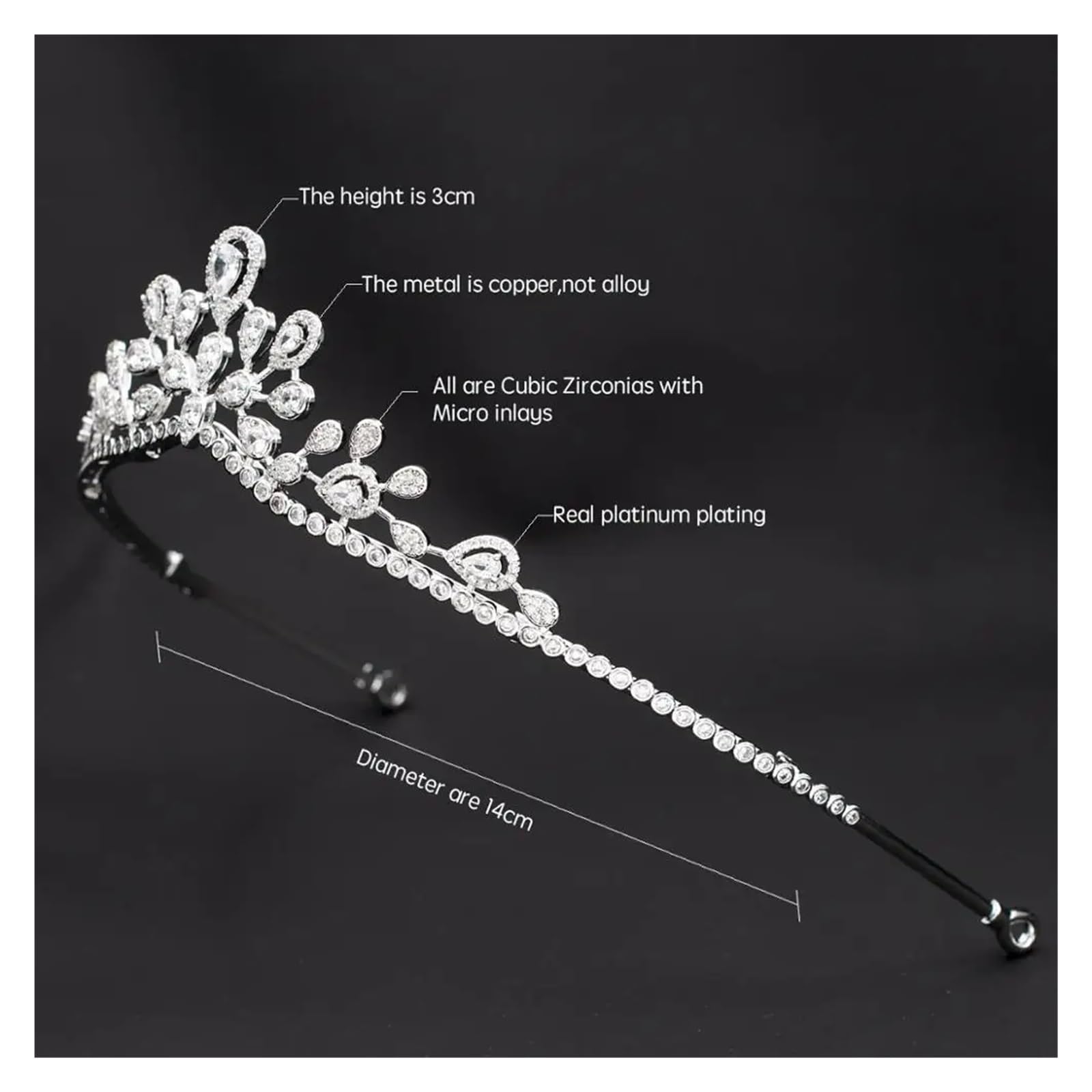 Einfache süße Zirkonia Prinzessin Tiara Diadem Braut Hochzeit Haarschmuck Zubehör Haarteile