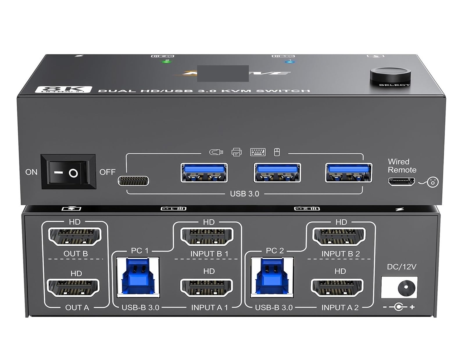 KVM Switch 2 Computers 2 Monitors Dual Monitor USB3.0 HDMI HD Resolution KVM Switcher Support Copy & Extended Display with EDID(202AS with EDID)-picture-32