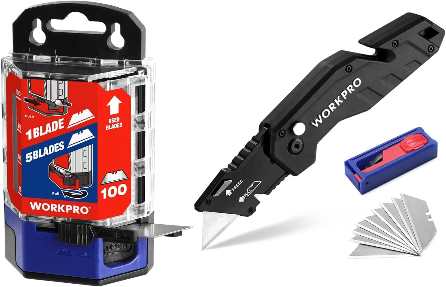 WORKPRO Utility Knife Blades, 100Pack SK5 Utility Blades & WORKPRO