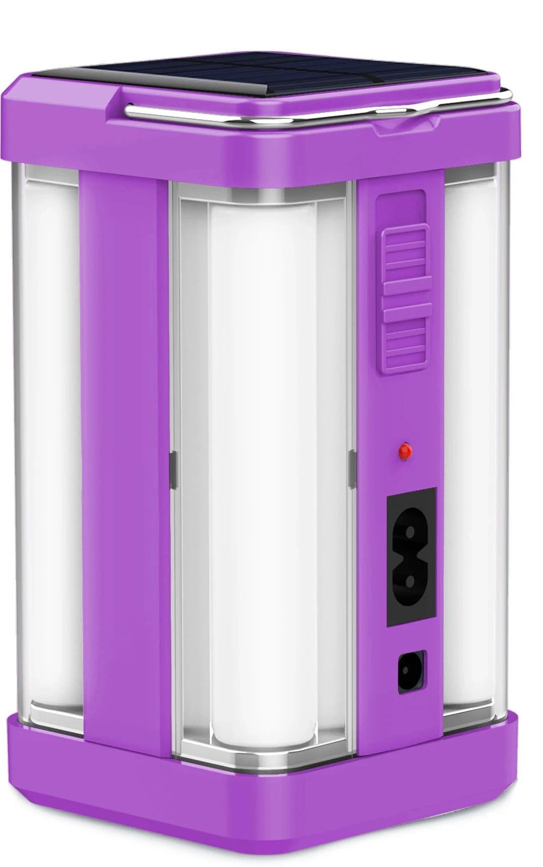 Rechargeable 4 Side Tube with 2 Multiple Mode Extra Bright Dc / Solar Lantern 5 Hrs Torch Emergency Light (Purple)-image-34
