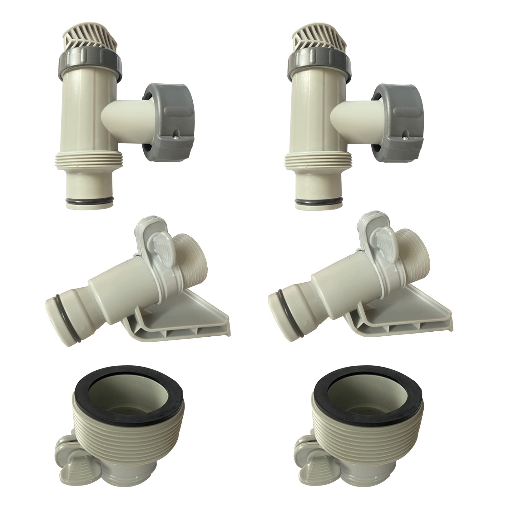 Pool-Schlauchadapter mit Schlauchhalterung und Kolbenventil, kompatibel mit oberirdischem Pool-Setup und Sandfilterpumpe, 3,2 cm auf 3,8 cm, 2 Stück
