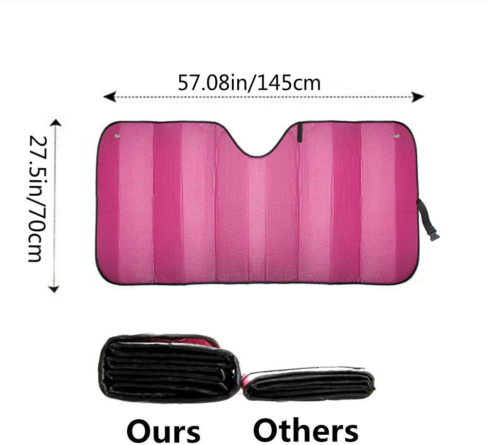 MCBUTY Windshield Sun Shade for Car Pink Thicken 5-Layer UV Reflector Auto Front Window Sunshade Visor Shield Cover and Keep Your Vehicle Cool(57" Ã— 27.5")