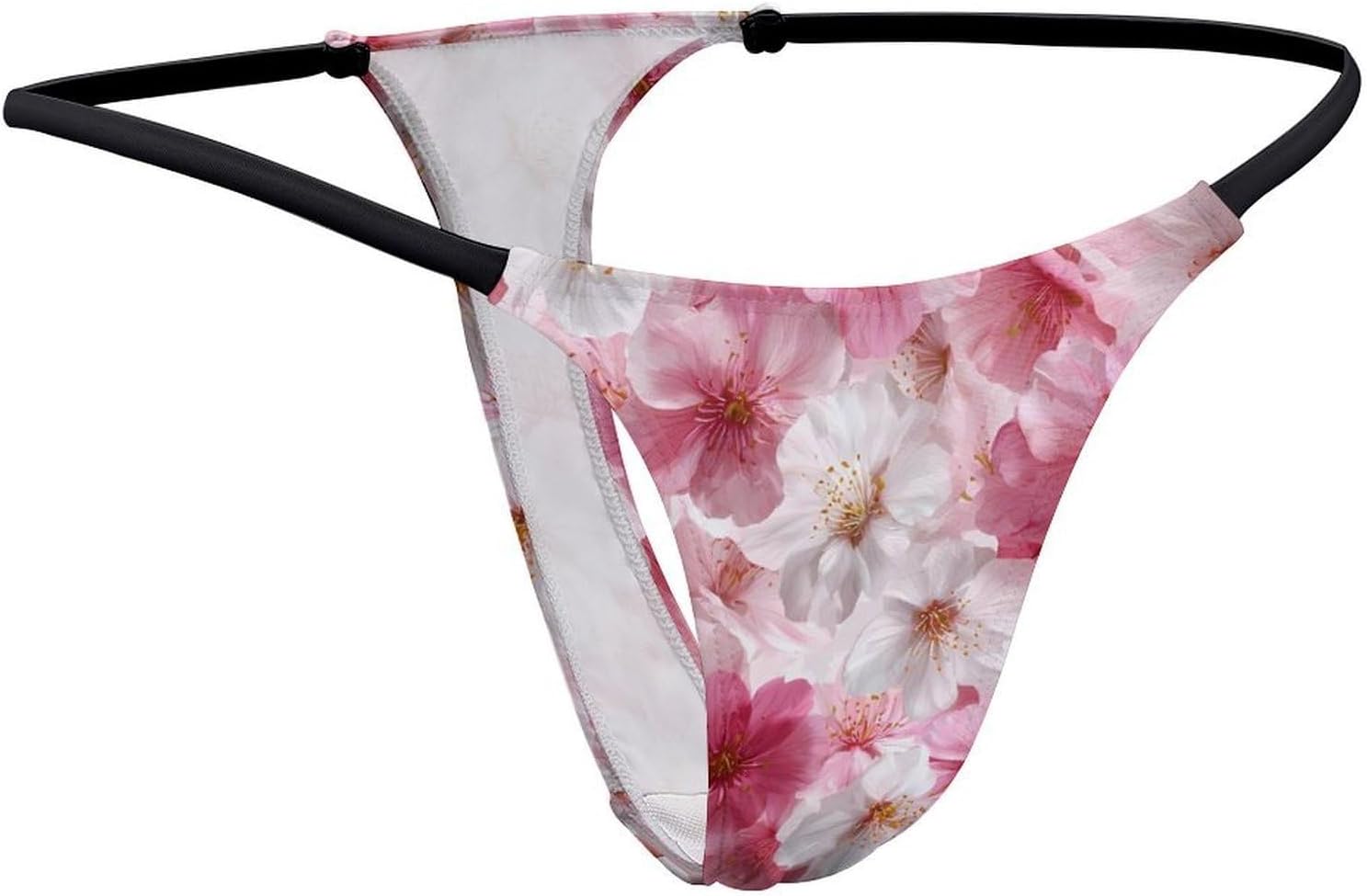 Falling Sakura Cherries Floral Sexy G String Thongs for Women Underwear | Seamless Panties Lingerie Breathable Low Rise No Show