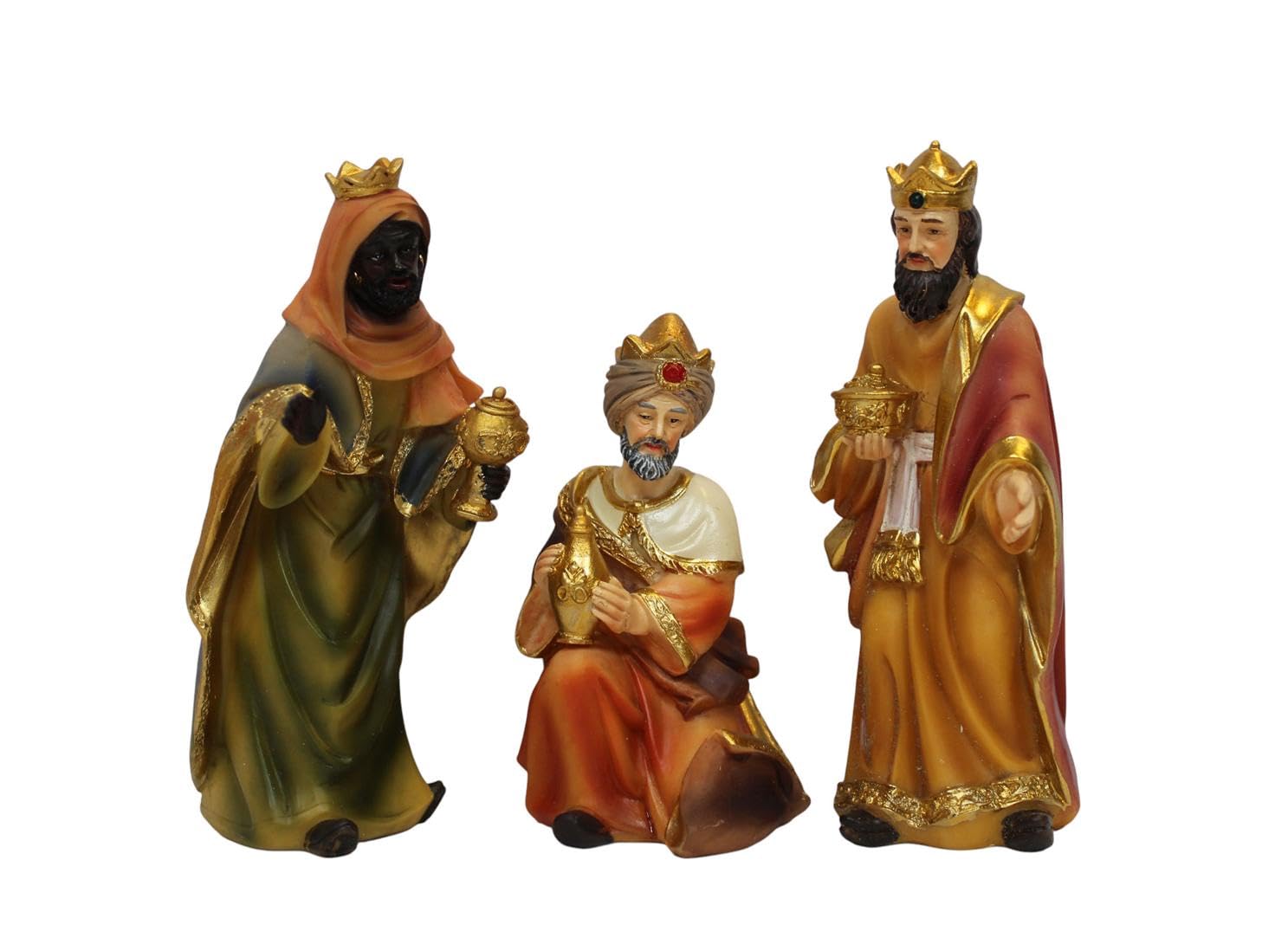 ZICOM Krippenfiguren Miniaturfiguren Heilige DREI Könige Höhe 14cm (Caspar, Melchior und Balthasar) handbemalt Polyresin, Modellbau Puppenhaus