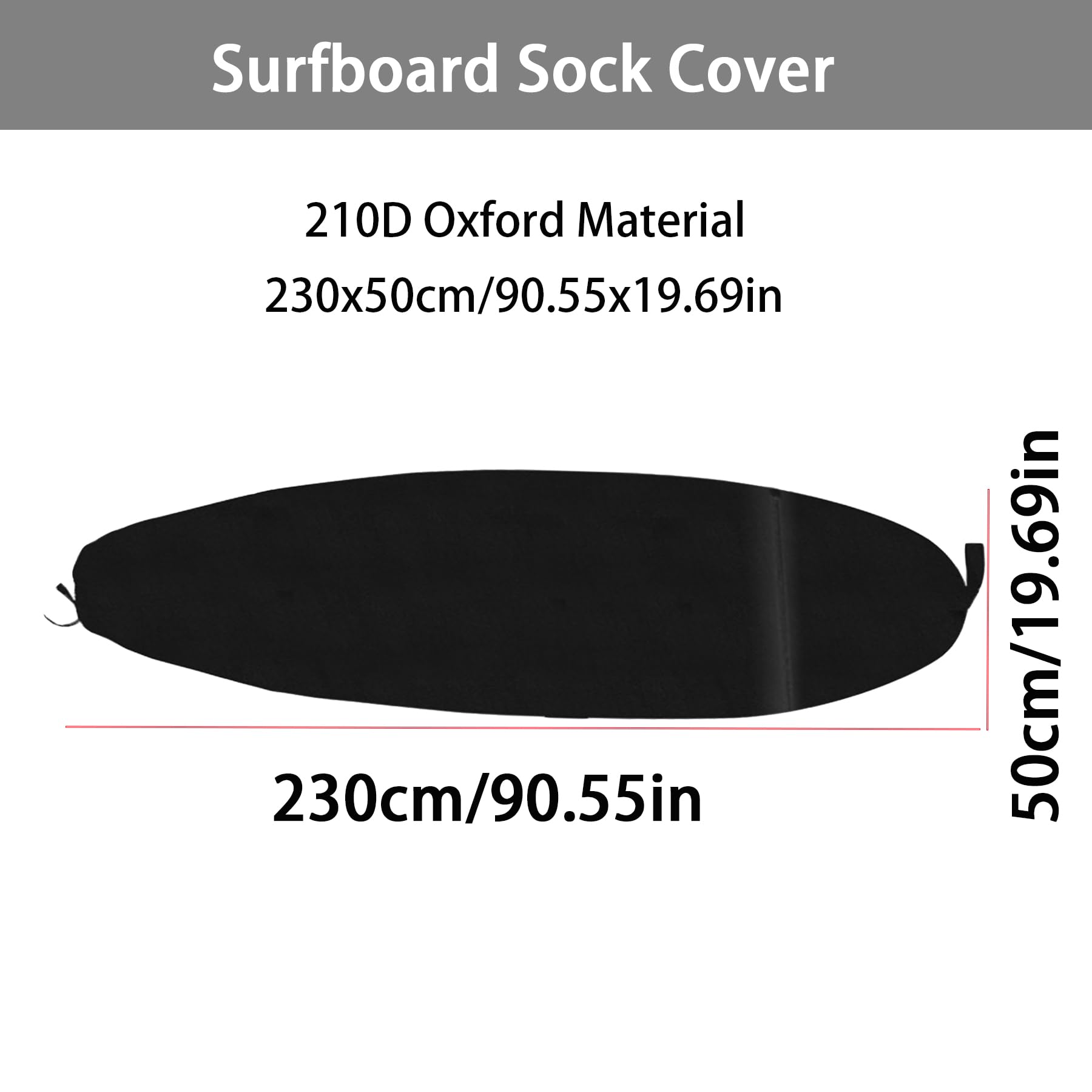 Custodia per tavola da surf, Oxford 210D, impermeabile, antivento e antipolvere, 230*50cm, Nero