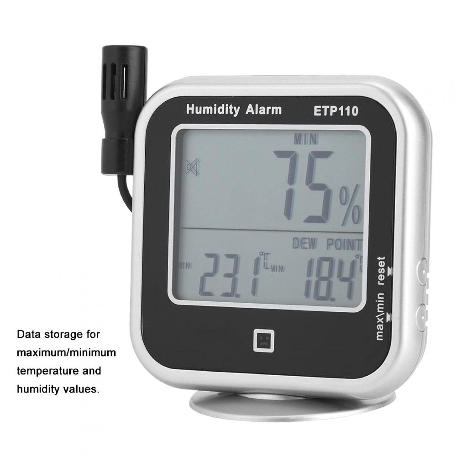 Termómetro Higrómetro ETP110 Digital Termohigrómetro Humedad Temperatura Punto de Rocío para Home Office Laboratorio