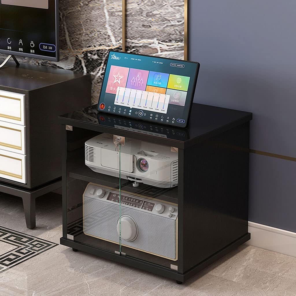 Racks de Altavoces, Soporte de Audio Gabinete de audio del soporte de audio 2 capas de medios de medios de 2 capas Gabinete audiovisual adecuado para TELEVISOR Accesorios, Consolas de juegos, DVD Juga