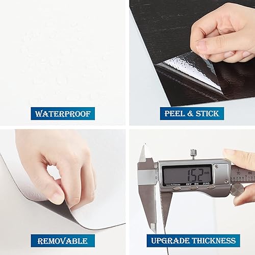 Miniatura 4 de FunStick Azulejos de piso impermeables de 12 x 12 pulgadas, suelo de vinilo blanco, para despegar y pegar, para baño, pegar en azulejos de suelo,