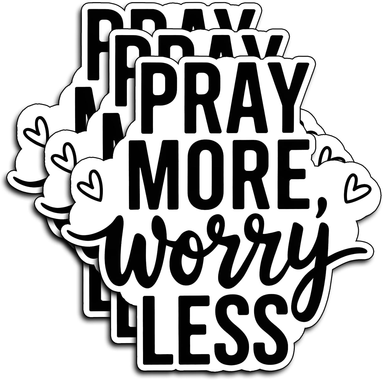 (3Pcs) Pray More Worry Less Stickers Christian Inspirational Bible Verse Quote Waterproof Vinyl Decal for Kindle Water Bottle Bumper Car Hard Hat Phone Laptop Religious Scripture Prayer Gifts - 3"