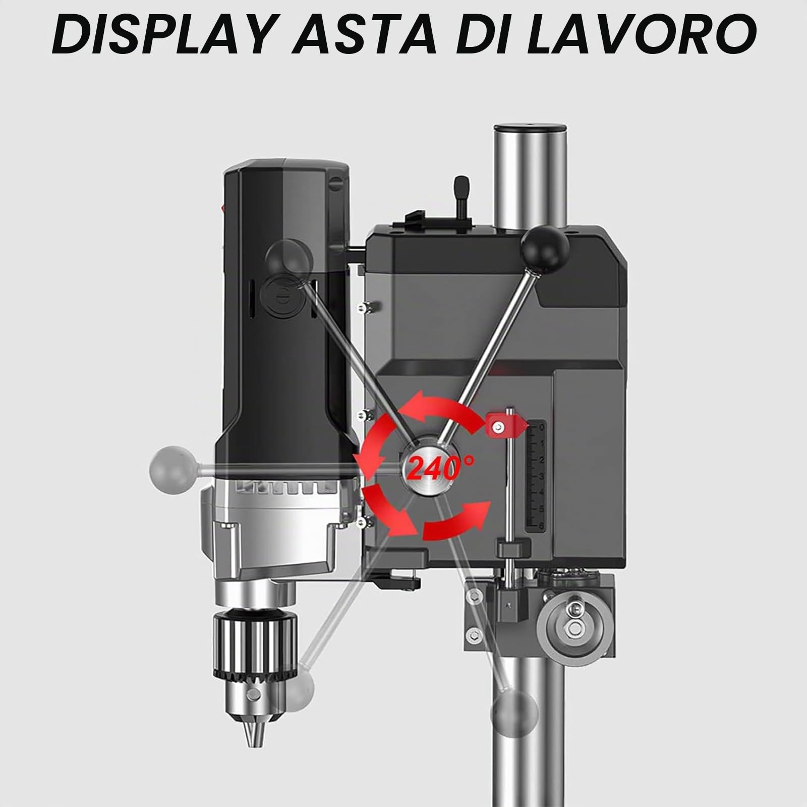Trapano a colonna professionale con 6 velocità - Può forare metallo, legno, plastica | Strumento per produzione fai-da-te e artigianale | 2800 giri/min per un controllo preciso