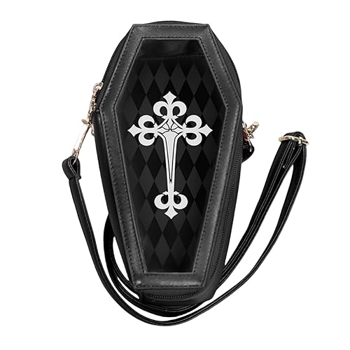 Ragdoll Ita Bag Gothic Coffin Purses and Handbags for Women Halloween Shoulder Bag Lolita Purse (Dark night black) - Dark Night Black