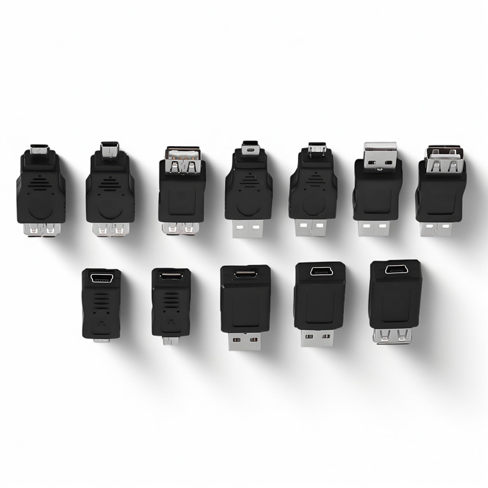 12Pcs USB Adapter Kit, USB 2.0 Male to Female/Micro/Mini OTG Connectors Set for Phone, Tablet, Camera, PC and Data Transfer
