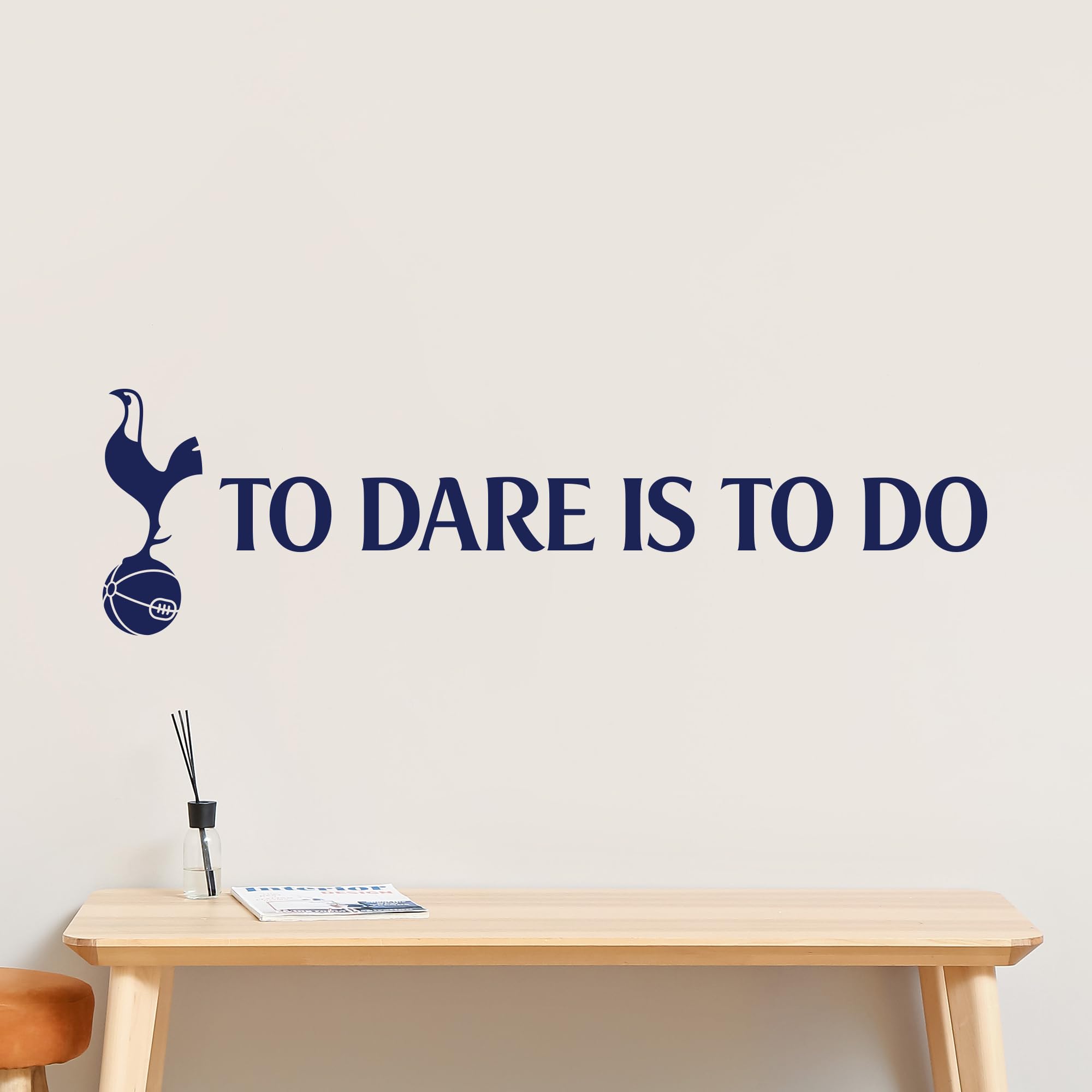 Tottenham Hotspur to Dare is to Do Quote and Crest Wall Sticker Art Vinyl Mural Football Gift (Navy, 180cm Width x 45cm Height)