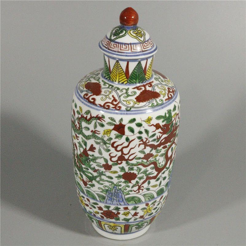 Amazon.co.jp: 大明嘉靖五彩龍紋花瓶 陶磁器 装飾品 工芸品 美術品
