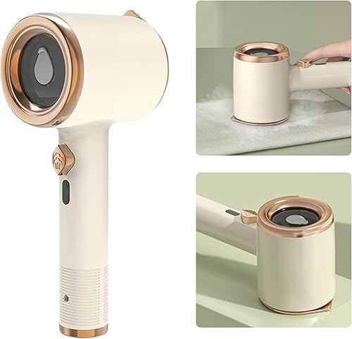 Vaporizador portátil de mano pequeño para ropa tamaño de viaje, mini máquina de planchar eléctrica 2 en 1 para ropa y cortinas (beige)