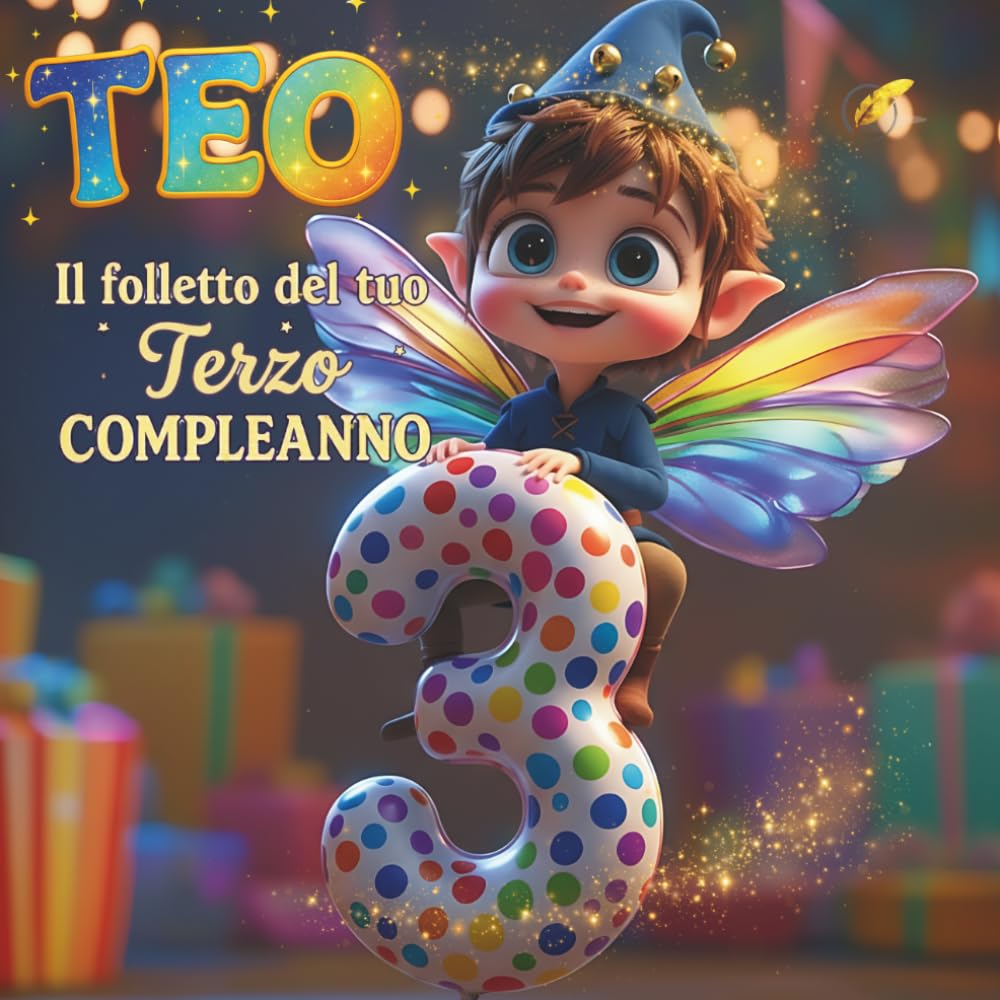 TEO, IL FOLLETTO DEL TUO TERZO COMPLEANNO: libro personalizzabile per bambino e bambina di 3 anni | Libro ricordo bambino e bambina | Idea regalo originale terzo compleanno