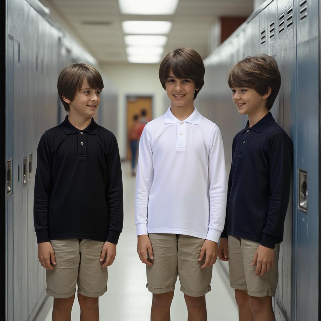 INGEAR Boys Long Sleeve Polo Shirt 2-Pack, Performance School Uniform, Golf, Casual Wear,Breathable, Stretch,Sizes 4-18 - Image 2