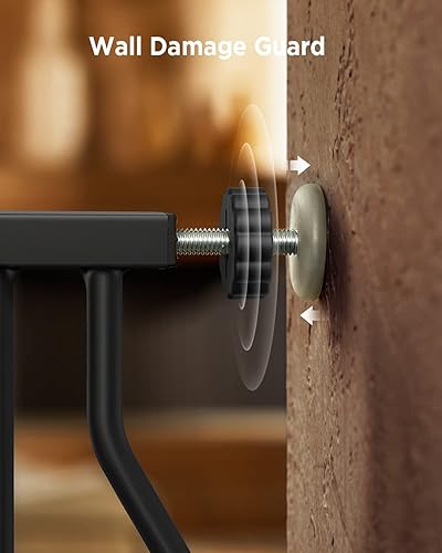 Miniatura 6 de Puerta de bebé de 29.5 a 45.3 pulgadas para escaleras, puertas y casa, puerta de seguridad extra ancha de cierre automático para mascotas con alarma