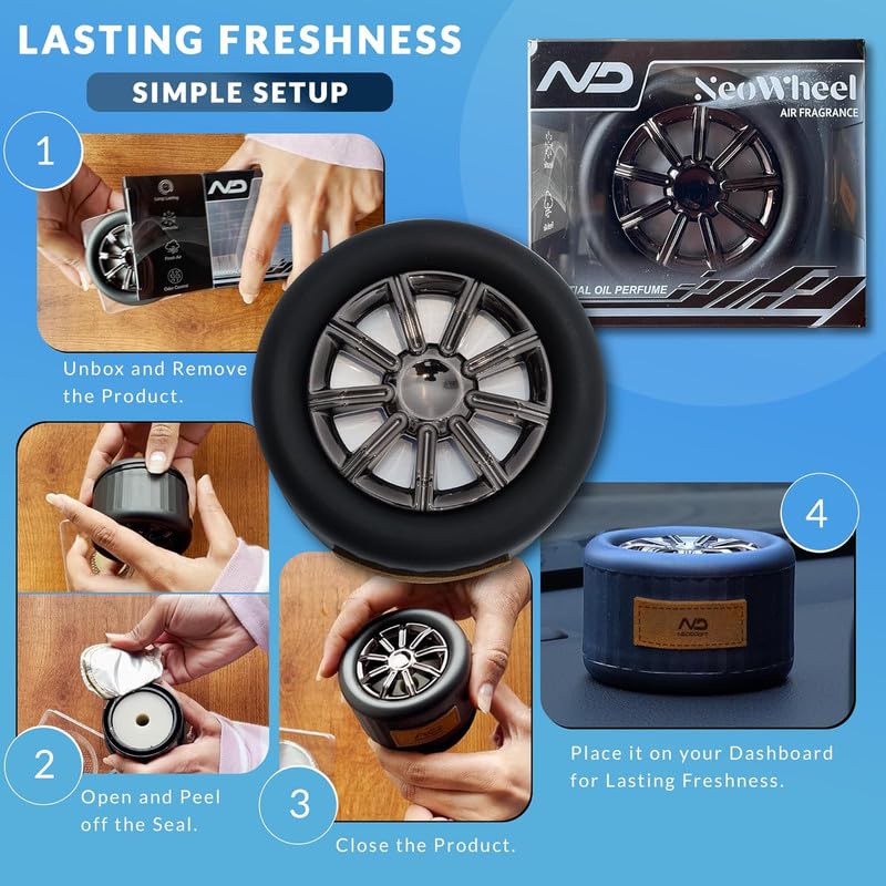 Image of NEODRIFT 'NeoWheel' (Set of 1) | New Car | Premium Dashboard Car Perfume Air Freshener (Long-Lasting Car Fragrance, Premium Stylish Accessory)