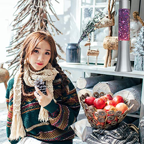 Lightahead® 13" Glitter Glow Lamp With Metal Base Motion Sparkle Lamp With Color Changing Lights & Silver Glitter #TOP7