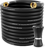 Vista 15 de SPECILITE Manguera de jardín de 3/4" 25 pies con boquilla de alto flujo, manguera de agua de goma híbrida flexible resistente para exteriores