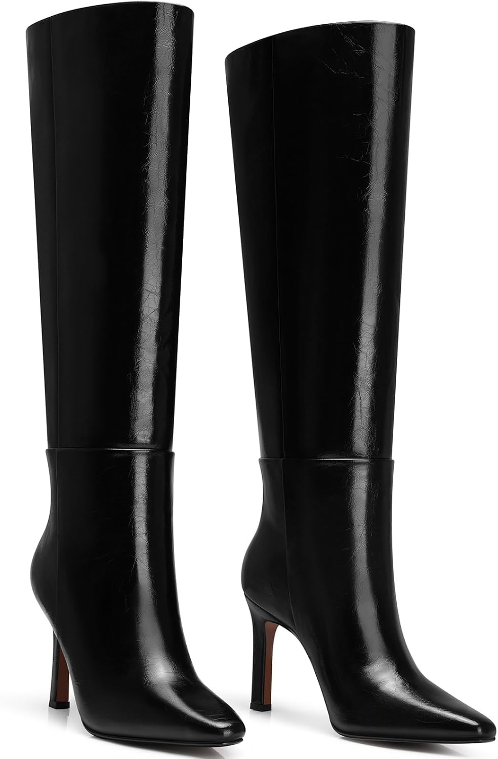 Womens Knee High Boots: 3.54 In Stiletto Heel, Wide Calf Tall Boots, 2025 Fall Fashion Trendy Heel Boot for Party, Night out, Date, Dancing 9 Black
