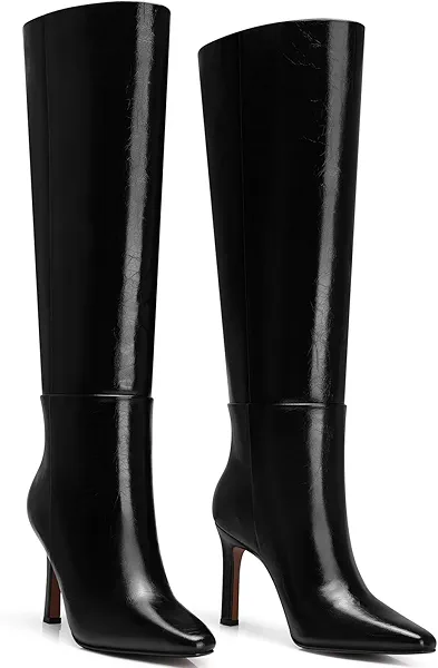 CELLENZ Womens Knee High Boots: 3.54 In Stiletto Heel, Wide Calf Tall Boots, 2025 Fall Fashion Trendy Heel Boot for Party, Night out, Date, Dancing
