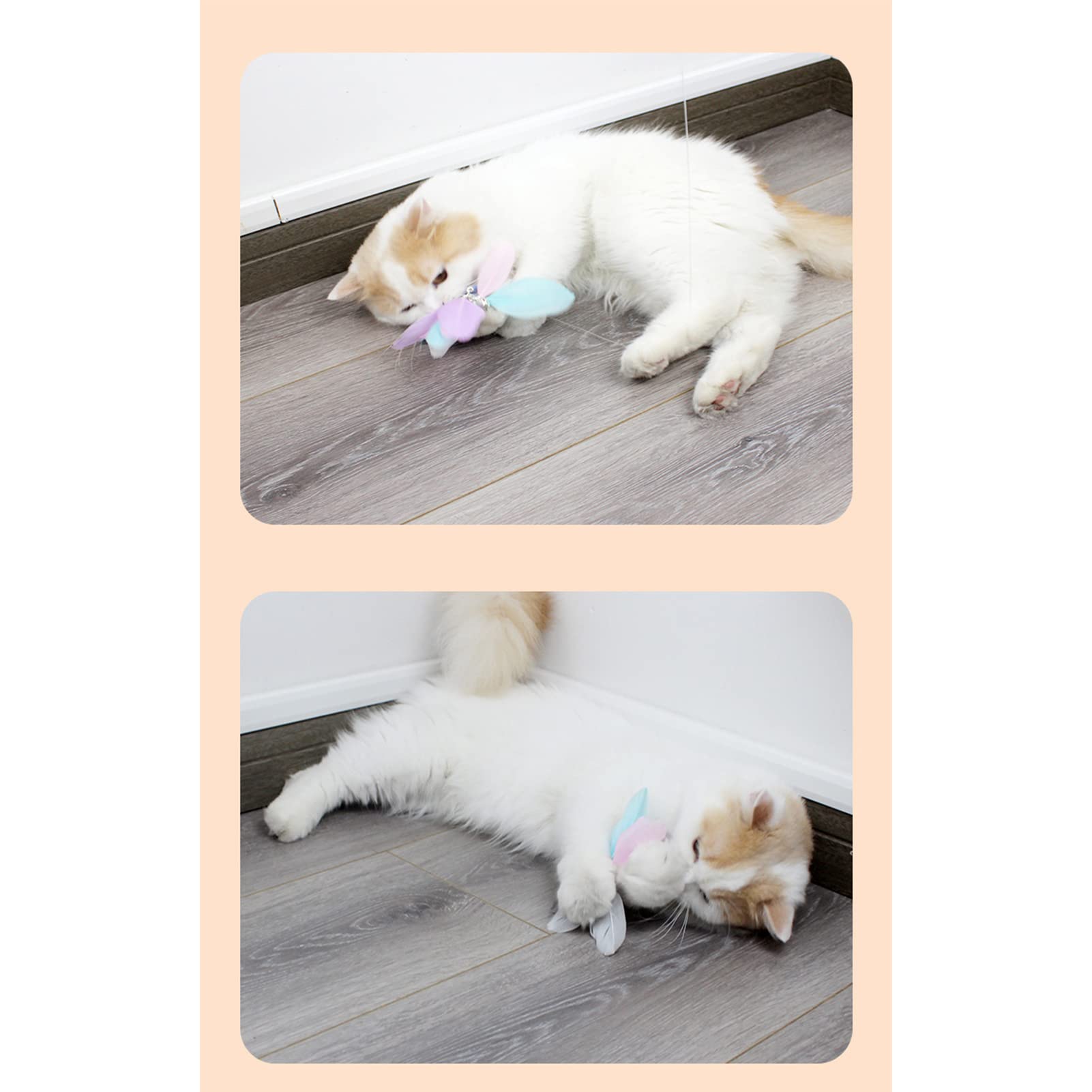 Divertido Palo para Gato, Juguete Interactivo retráctil con Plumas para Gatos, Ejercicio de Juego para Gatos de Interior