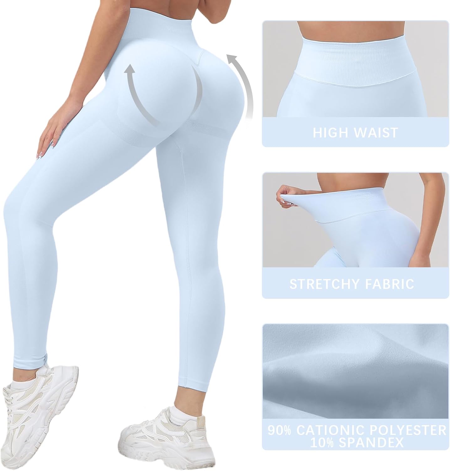 Workout Leggings Seamless Butt Lifting Women's Leggings Tummy Control High Waist Stretchy Yoga Pants for Gym Running - Image 2