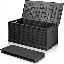 Folding Outdoor Garden Storage Box with Handles and Wheels - Waterproof and UV Resistant for Gardens, Balconies and Living Rooms - 284L Capacity - Black