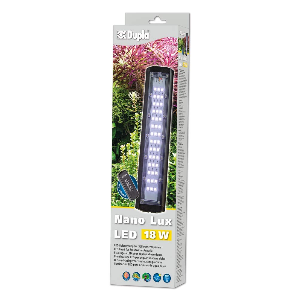 Dupla Nano Lux LED Aquarienlampe für kleine Aquarien Taglicht, Nachtlicht, Dimmer, 5.100 Kelvin. Deutsche Gebrauchsanweisung. 20W, Kabellänge LED-Modul: 210 cm Kabellänge Netzteil : 120 cm