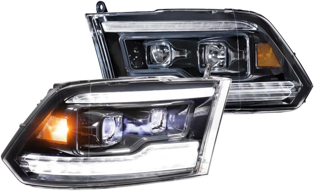 Morimoto XB LED Headlight (White DRL), Fits 2009-2018 Dodge Ram 1500/2500/3500, Plug and Play Headlight Assembly with Switchback Sequential Turn Signals & UV Coated Lens (1x LF520-ASM)