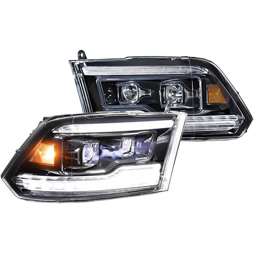 Morimoto XB LED Headlight (White DRL), Fits 2009-2018 Dodge Ram 1500/2500/3500, Plug and Play Headlight Assembly with Switchback Sequential Turn Signals & UV Coated Lens (1x LF520-ASM)