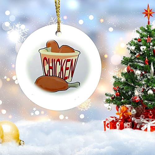 Miniatura 5 de Vinisong Adornos de Navidad Cubeta de pollo frito redondo adorno de cerámica divertido decoración del hogar colgantes colgantes recuerdo adorno