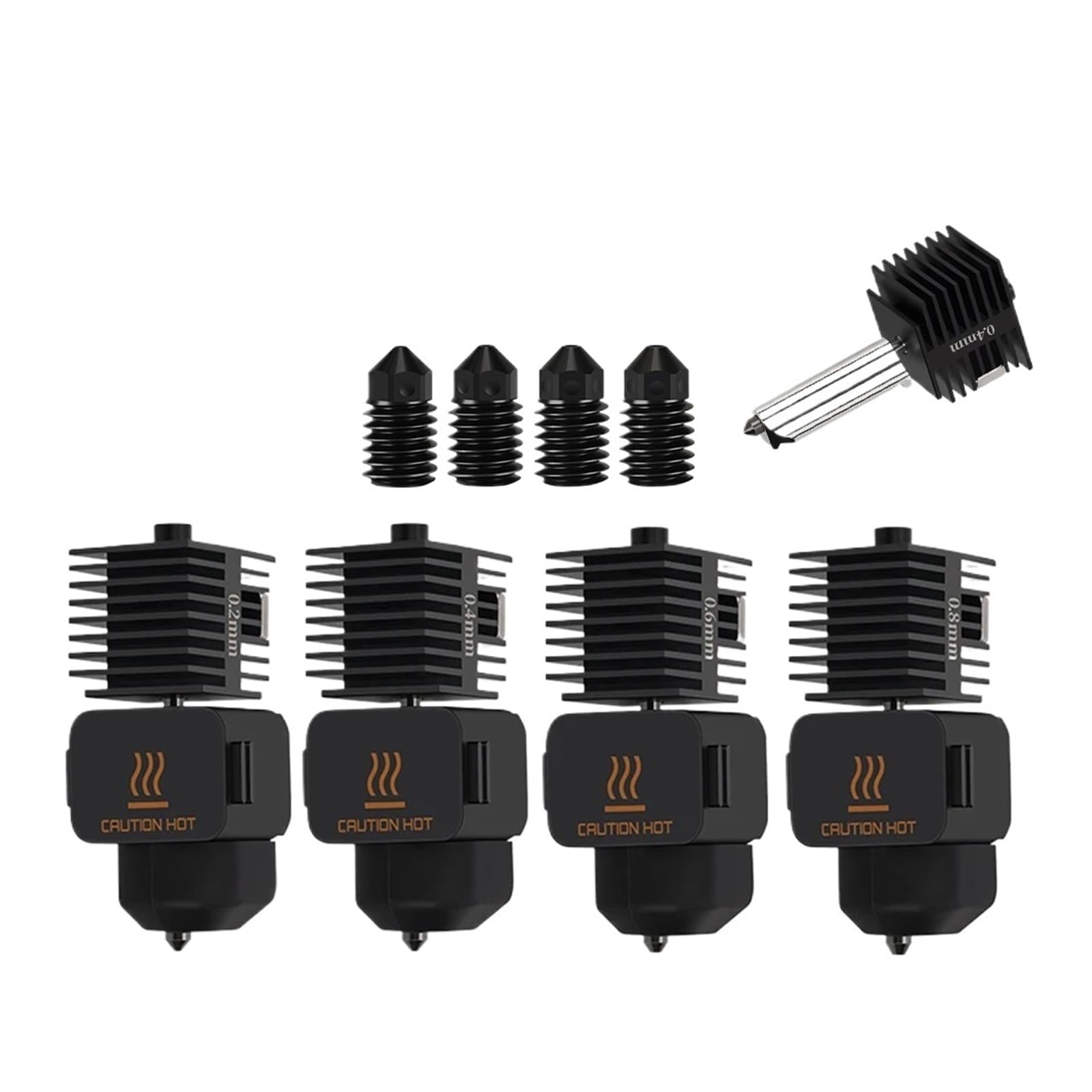 For a1 mini Hotend Kit 0,2,4,6,8mm Düse Gehärtetem stahl for A1 Düsen Montage Hot end 3D drucker(10 (PCS) Nozzle,0.4mm)