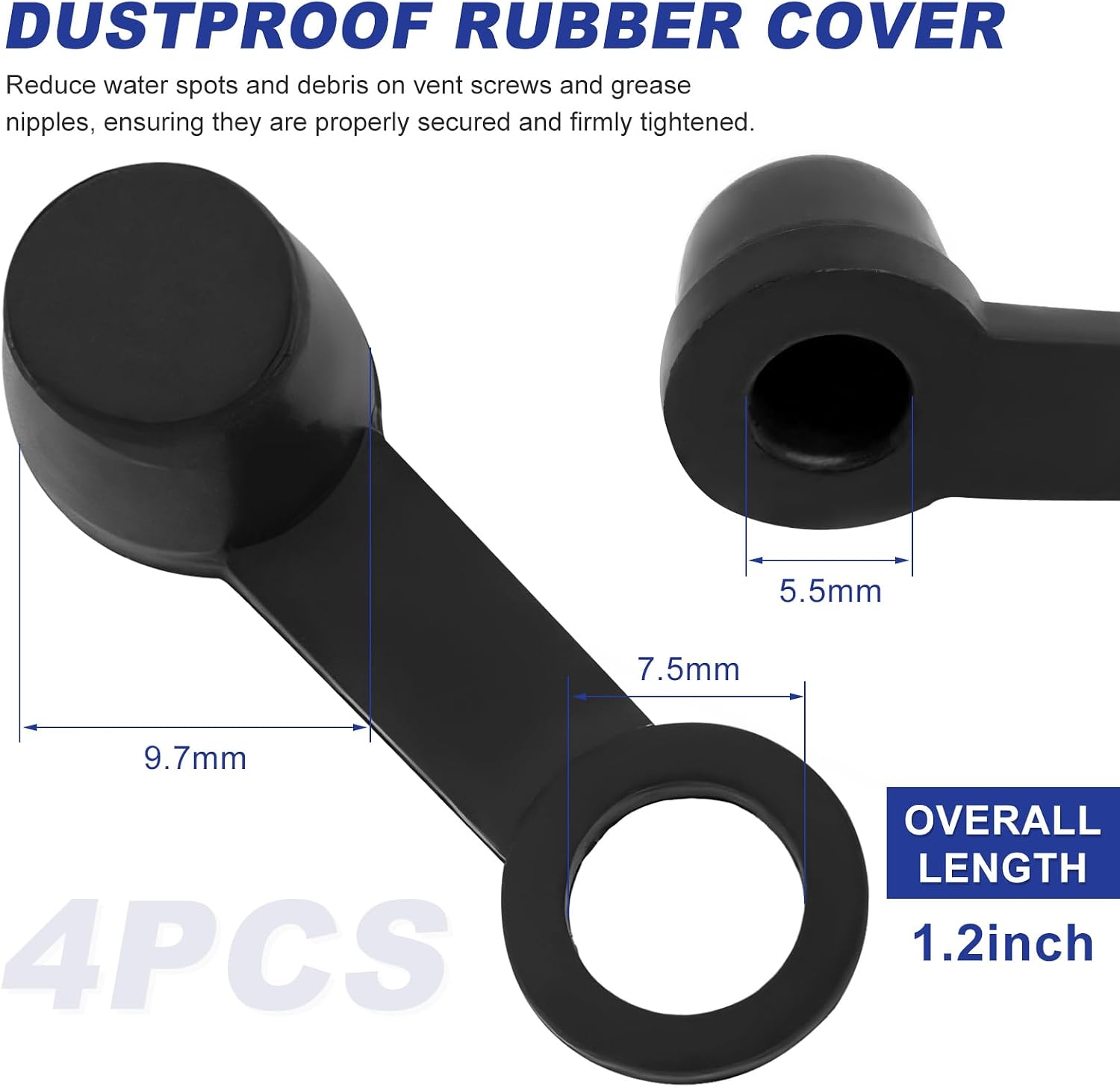 4 PCS Car Brake Bleeder Screw Caps, Dustproof Rubber Auto Bleed Nipple Cap Zerk Cover, Grease Fitting Dust Covers Replacement for Cars Motorcycles Bicycles, Car Accessories