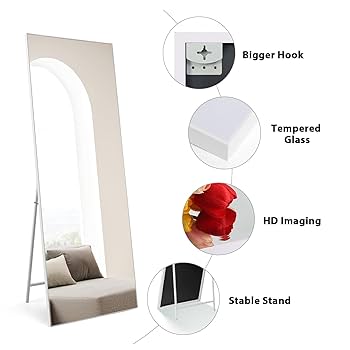 Neutype Full Length Mirror With Standing Holder Floor Mirror Large Wall Mounted Mirror Bedroom Mirror Dressing Mirror Wood Frame Black 65 X 22