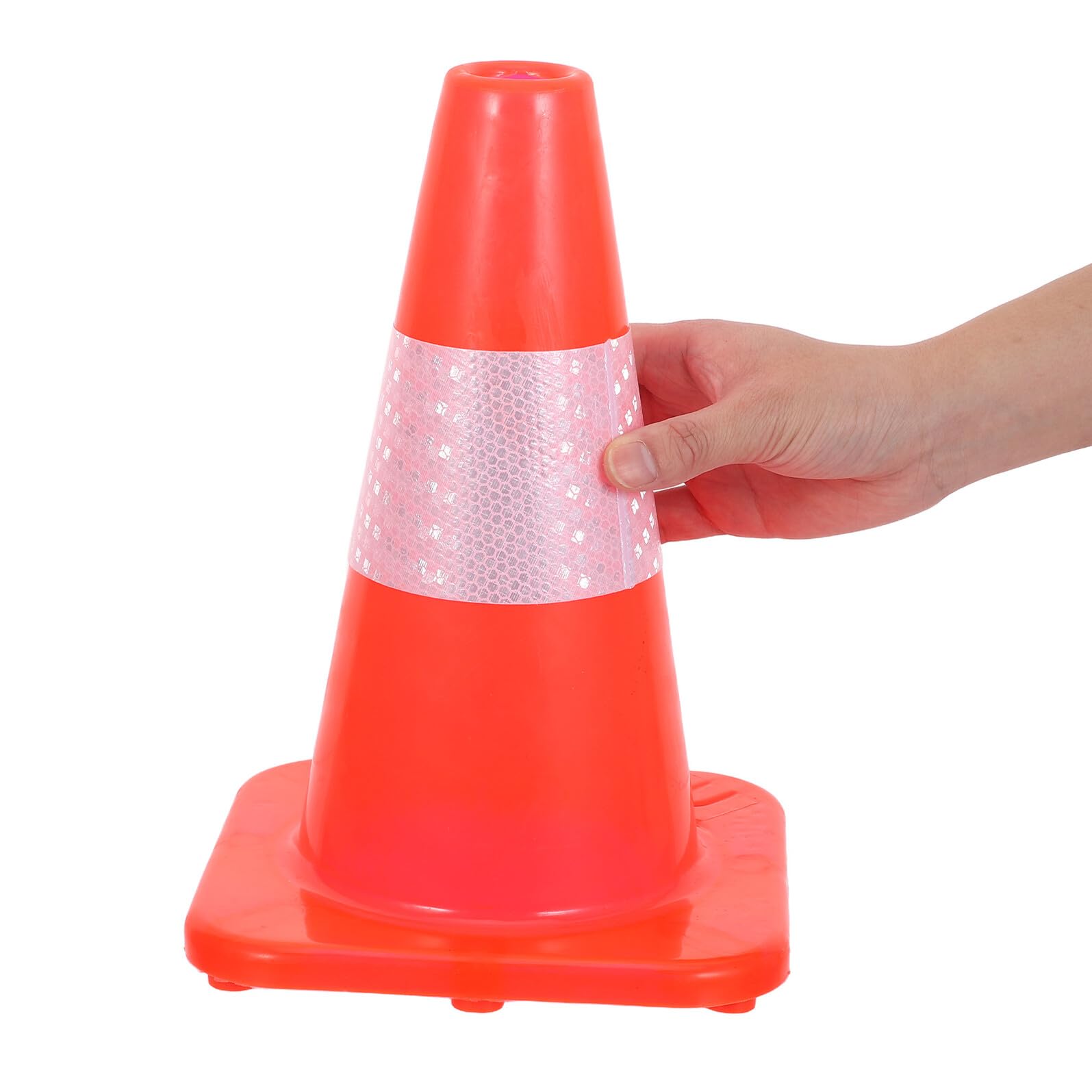 BESTYASH Lot de 3 Cônes de Signalisation de Chantier en Plastique 30 CM Orange avec Bandes Réfléchissantes Cônes de Sécurité pour Délimitation et Barrages Routiers Usage Extérieur et