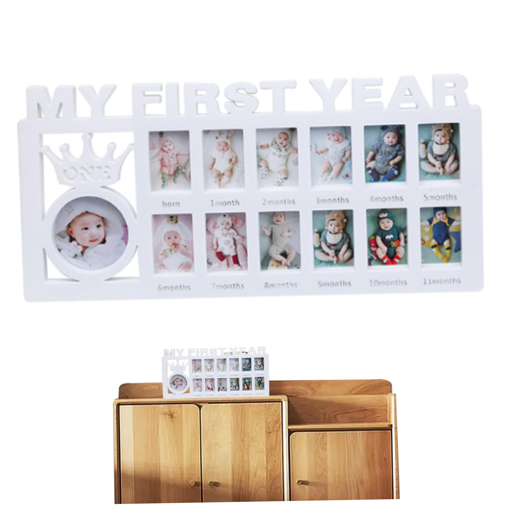 Wedhapy 12 Picture Collage Frame My First Year Picture Frame 12 Month New Baby Photo Baby Collage Milestone for Photo Memories Shower White