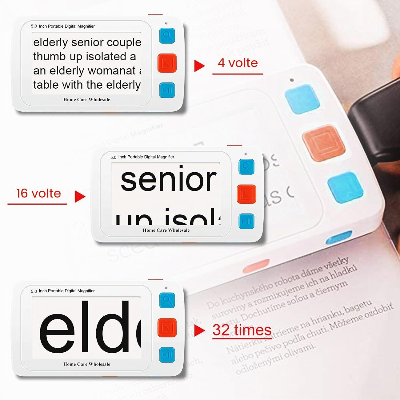 Lente d'ingrandimento digitale mobile Lente d'ingrandimento elettronica con schermo LCD da 5 pollici - Fornisce un ingrandimento del testo 4x-32x per una lettura più semplice