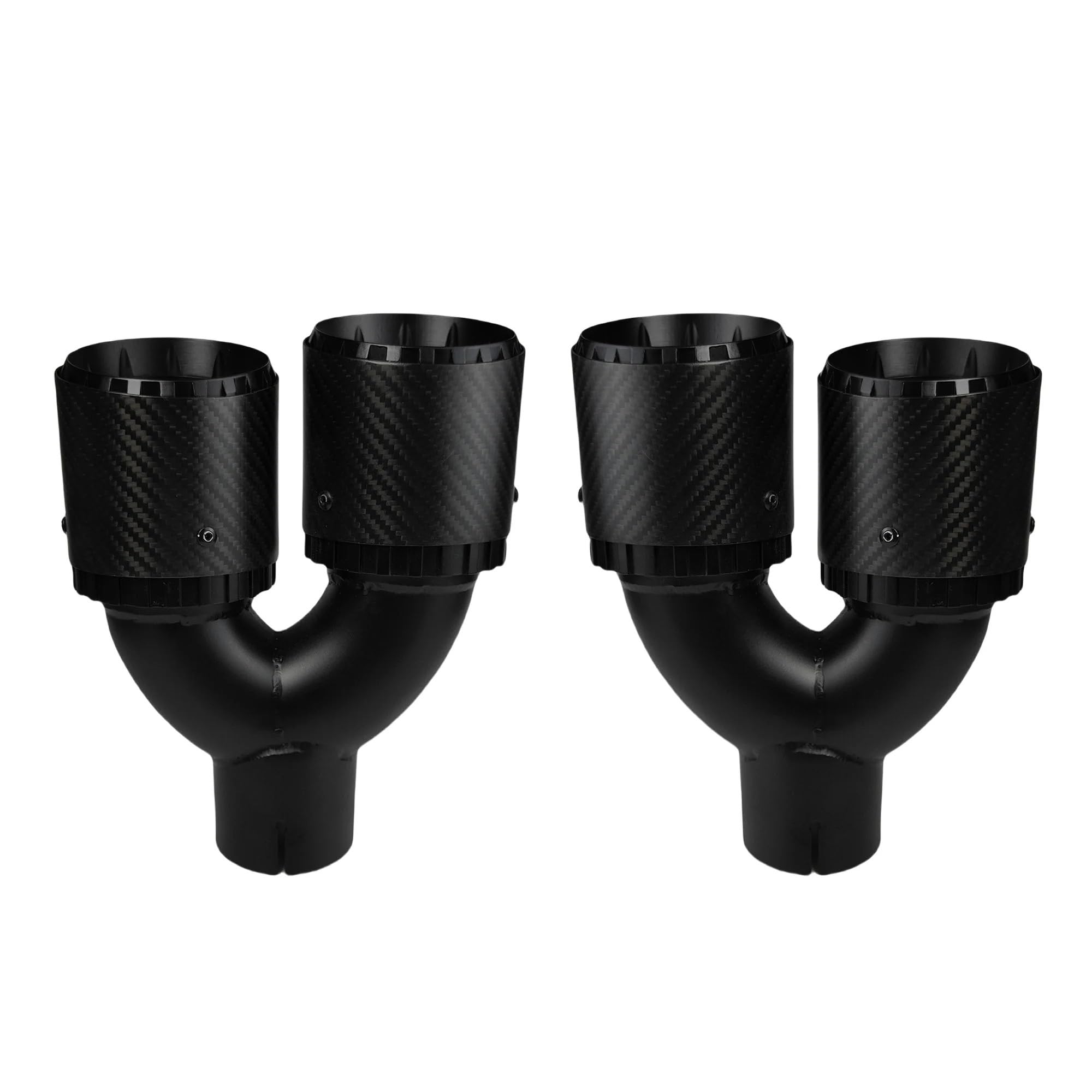 Car Exhaust Muffler Pipe Tłumik tylny ze stopu aluminium z włókna węglowego, czarny podwójny wylot, matowy Tłumik Samochodowy(60mm-89mm-Right)
