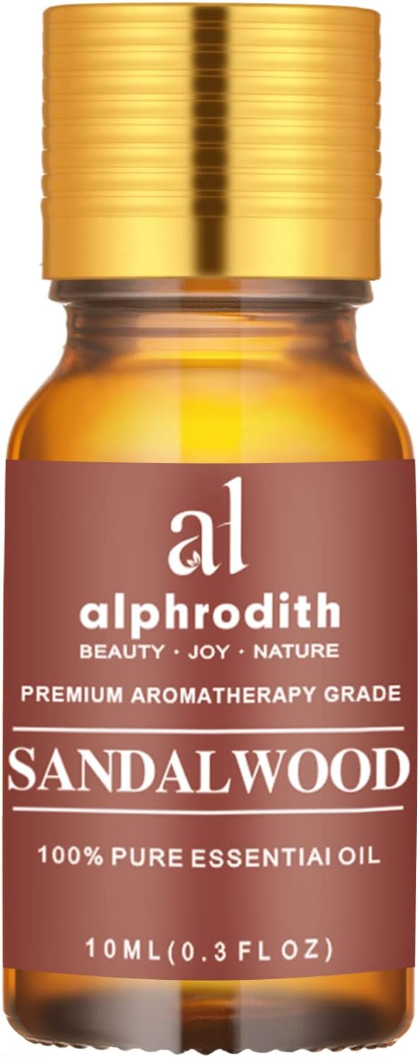 Indian Sandalwood Essential Oil 100% Pure, Natural Aromatherapy Oil for Diffuser, Relaxing Atmosphere, Massage, Skin & Hair Care, Gift for Women & Men, Premium Quality 10ml