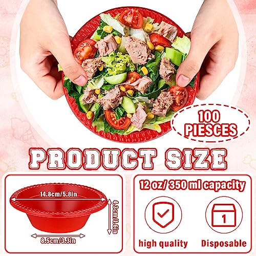 Image of Lallisa 100 Pcs 12oz Red Disposable Plastic Bowls Christmas Party Supplies