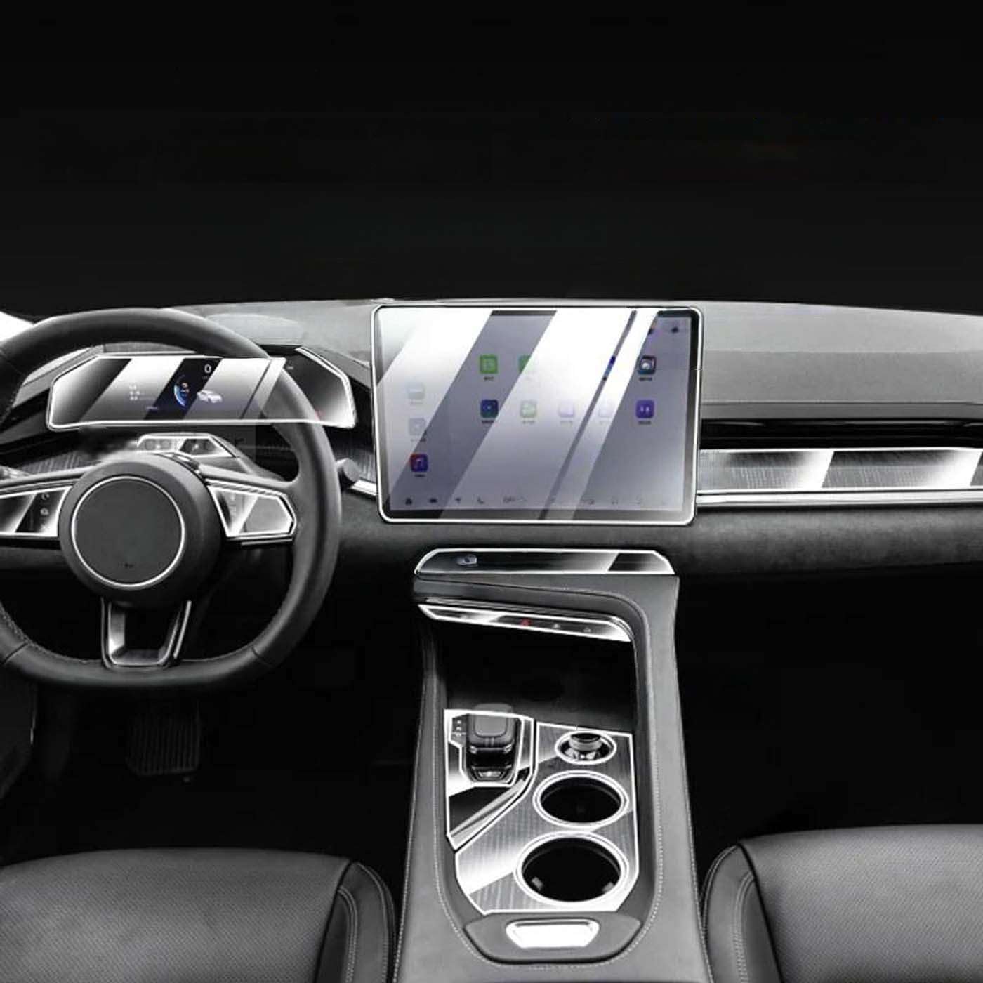 Car Interior Panel Anti-Scratch Protective Cover, for ZEEKR 001 EV 2022 2023 Transparent TPU Film Accessories Sticker