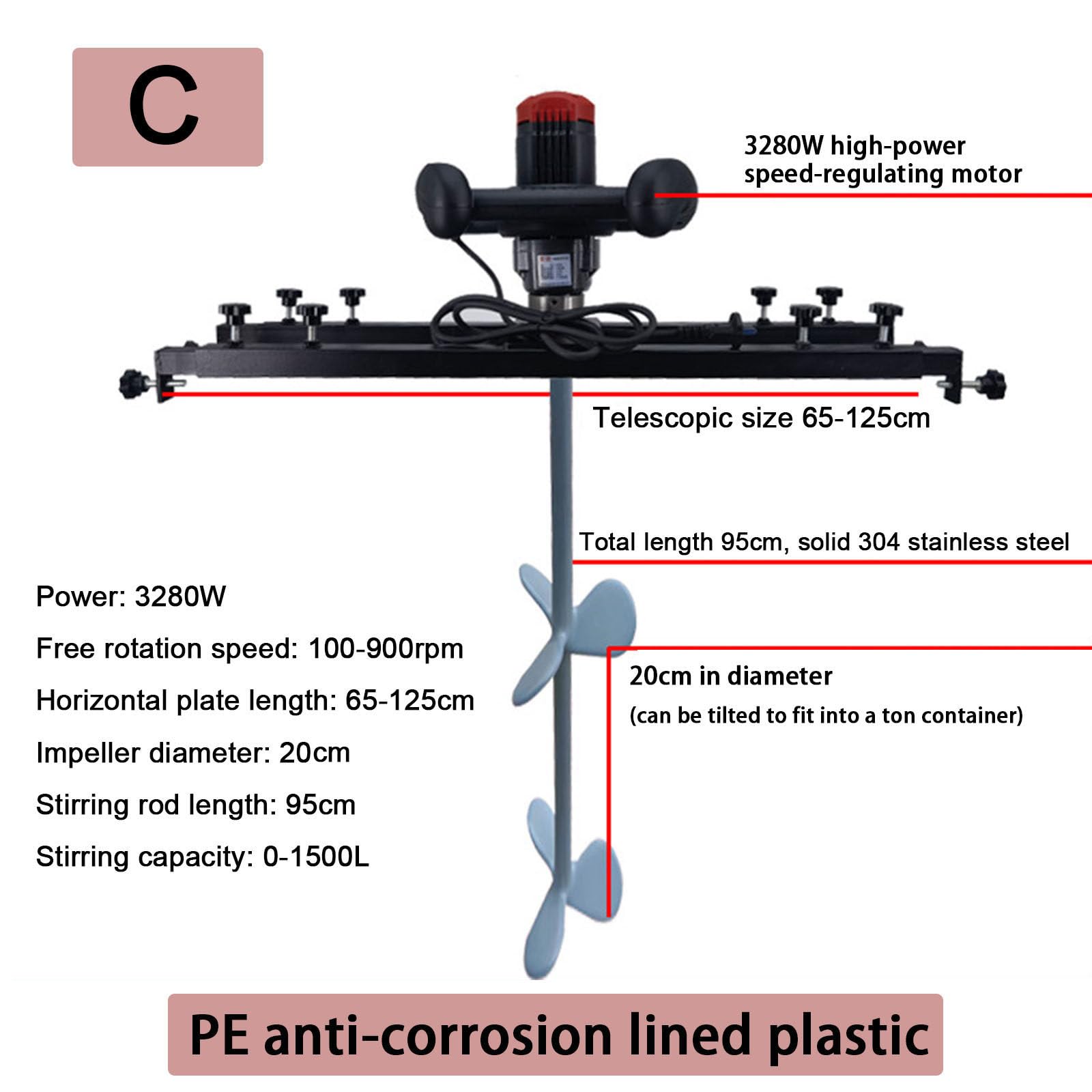 Elektrische Tankmischmaschine, 3280 W IBC Rührwerk, Handschlammmischer zum Mischen von Farbe, Tinte und Lebensmitteln, robuste elektrische Mischausrüstung (size_name C)