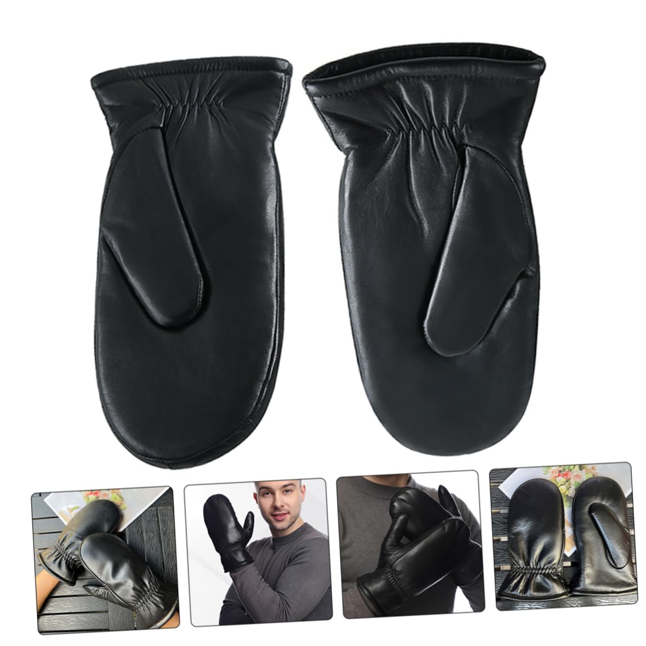 Healvian Mitones De Cuero Para Hombre Guantes Térmicos Diseño Sin Dedos Para Climas Fríos y Actividades Múltiples