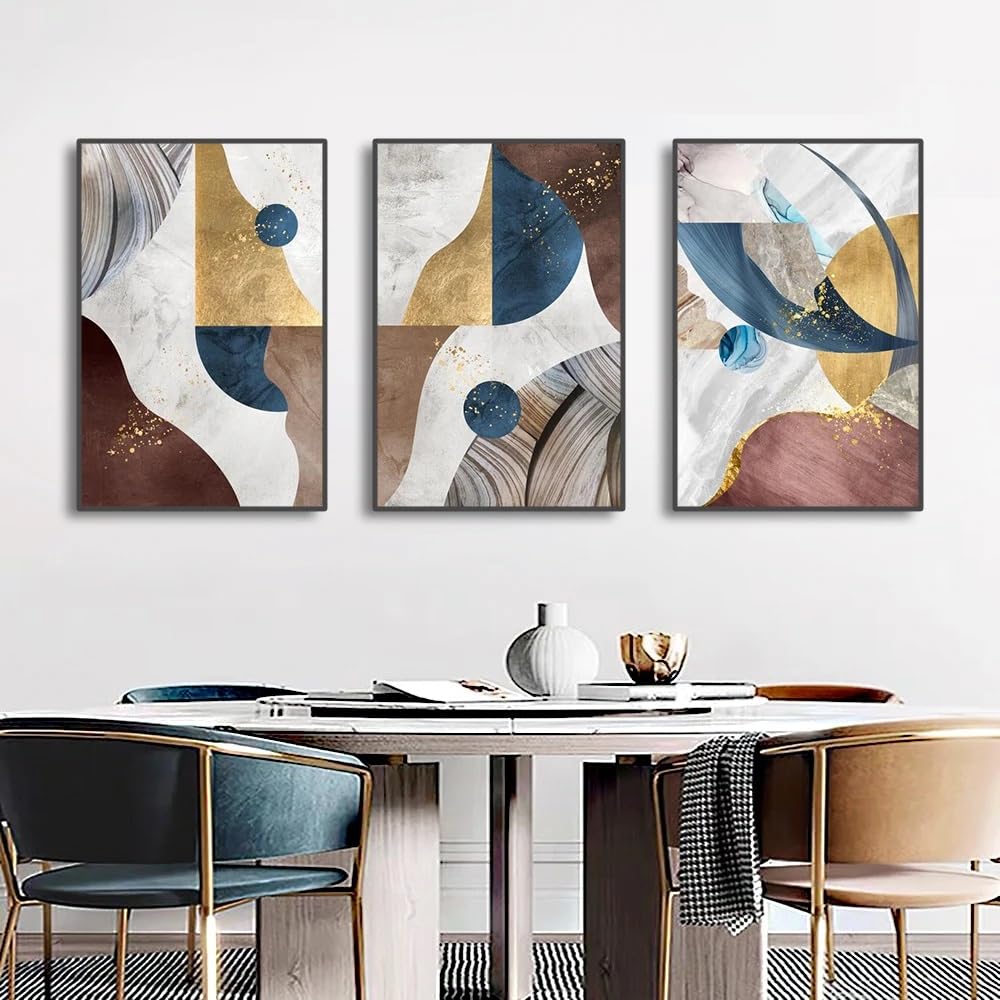 WUHBCZ Canvas Paints-Abstract Geometry Canvas Painting Gold Marble Texture Posters Prints Wall Art Pictures for Living Office Bedroom Room Home Decoration-60 * 80cm/3PCS (No Frame)