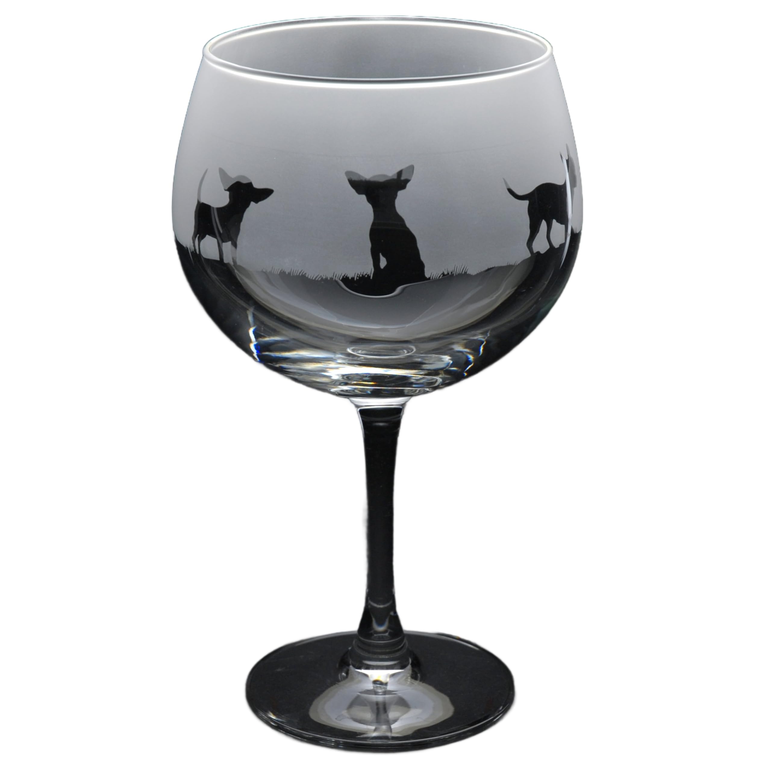 GLYPTIC Glass Art Chihuahua Dog Frieze Hand Etched/Engraved Gin Cocktail Glass — image 1