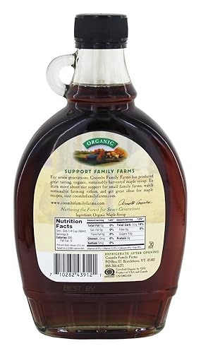 Miniatura 2 de Coombs Family Farms Jarabe de arce, grado orgánico A, color oscuro, sabor robusto, 12 onzas